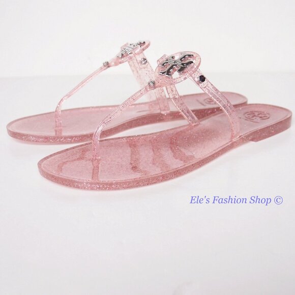 NIB Tory Burch Jelly Mini Miller Sandal Pink Love Silver HW US 7 AUTHENTIC - Picture 9 of 16